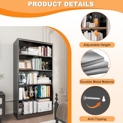 66" Tall Metal Bookcase