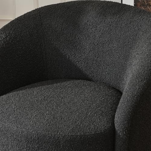 34" W Mid Century Modern Boucle Swivel Barrel Chair