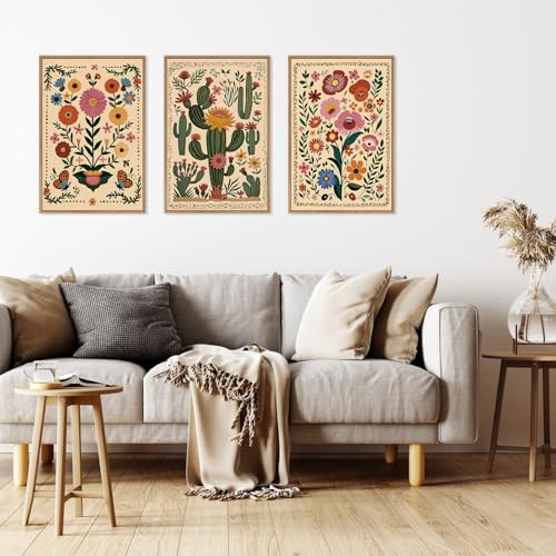 Boho Wildflower Wall Art Canvas