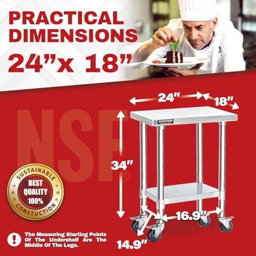 24x18 NSF Stainless Steel Cart Work Table