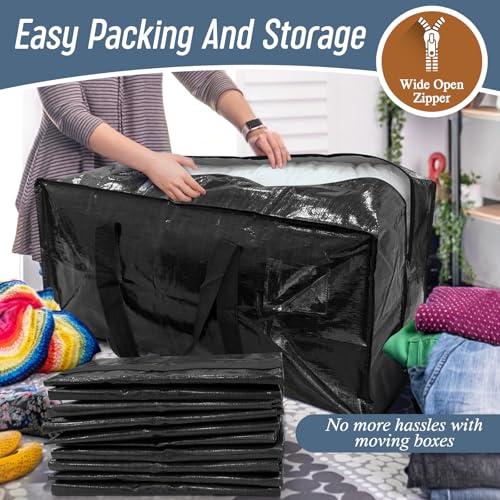 12 Pack Extra Heavy Duty Large Moving Bags with Strong Zipper (12 Count)