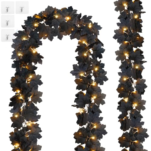 2 Pcs Lighted Black Garland Decoration 20 Ft 60 Led (20 Foot)