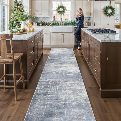 Washable Abstract 14ft Runner Rug (35 Sq Ft)