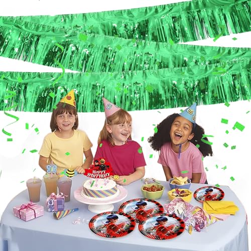 Green Foil Fringe Garland 10FT 6packs for Parade Float Decorations (60 Foot)