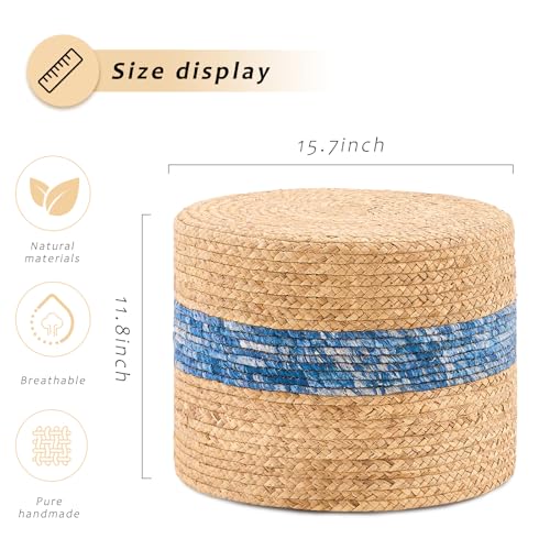 Handwoven Water Hyacinth Ottoman Pouf