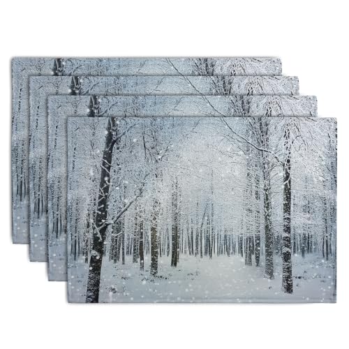 Winter Placemats Set of 4 Snowy Forest Table Place Mats (4 Count)