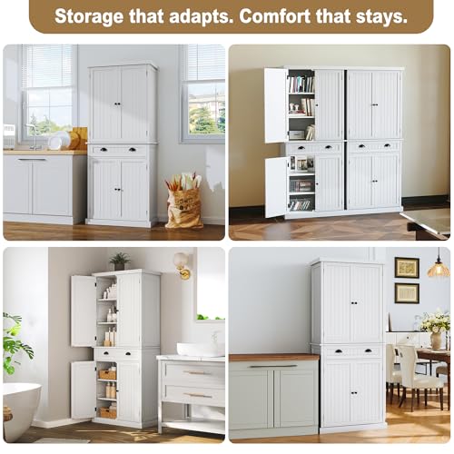 72" Tall Freestanding Pantry & Kitchen Storage Cabinet