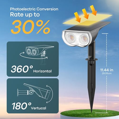 Solar Lights Outdoor Waterproof Landscape Spotlight Daylight 6 Pack (6 Count)