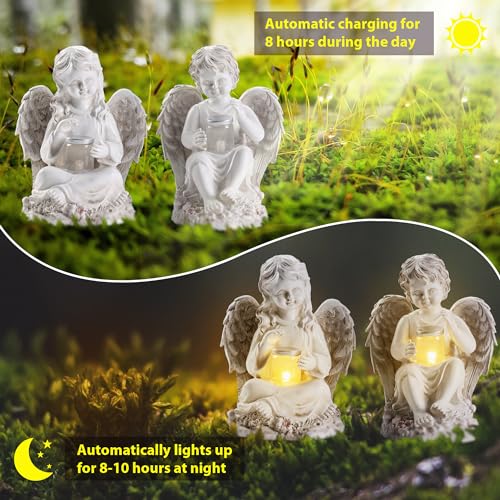 2 Pack Outdoor Angel Statue Garden Decor (2 Count)