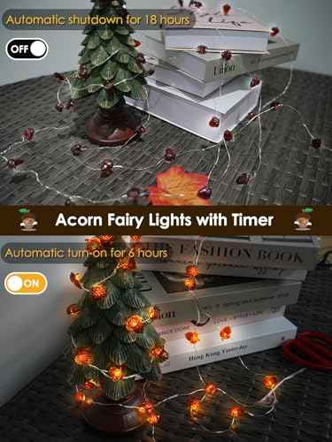 Fall Decor Acorn Fairy Lights Battery Operated with Remote 10FT 30 LED