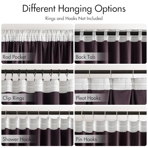 Dark Purple Velvet Pinch Pleat Blackout Curtains W52 X L108 Inches (2 Count)