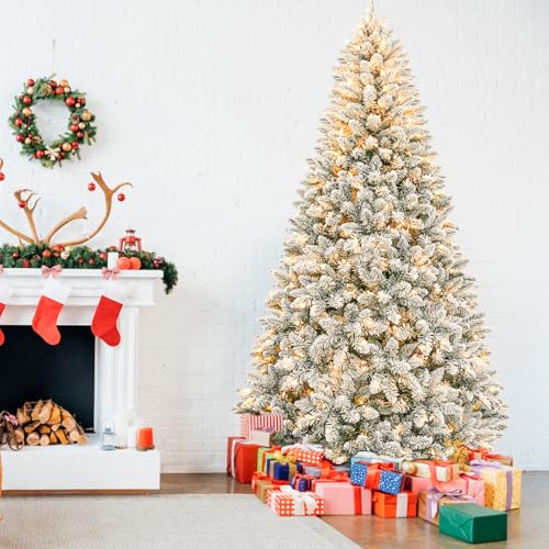 7.5 ft Flocked Prelit Christmas Tree