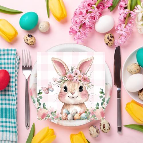 40Pcs Easter Paper Plates and Napkins Party Supplies (40 Count)