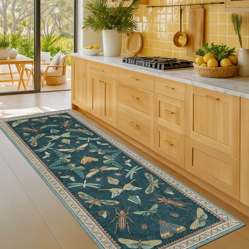 Brown and Green Kitchen Sink Runner Rug 2x5 (10 Sq Ft)