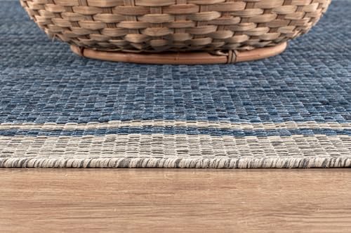 Outdoor Rug 9x12 Bordered Navy Blue Gray Modern Large Area Rugs for Indoor and Outdoor Patios (108 Sq Ft)