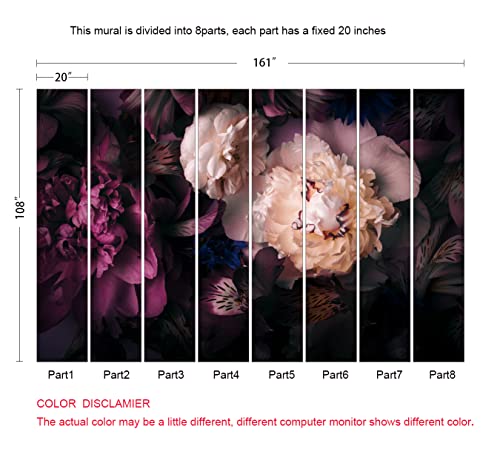 Dark Floral Wallpaper Peony Flowers Wall Mural Wallpaper for Girls Bedroom