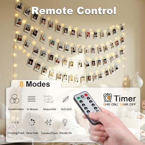 Photo Clip String Lights 33FT 100 LED Fairy Lights Bedroom Dorm