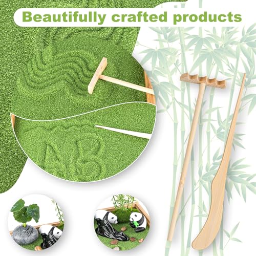 Zen Garden Kit for Desk 11''x7.5'' Room Decor with Green Sand