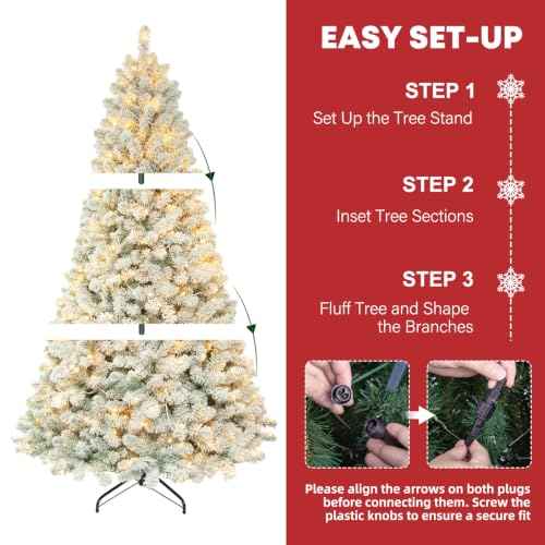 7 ft Prelit Snow Flocked Christmas Tree with 300 Warm White LEDs