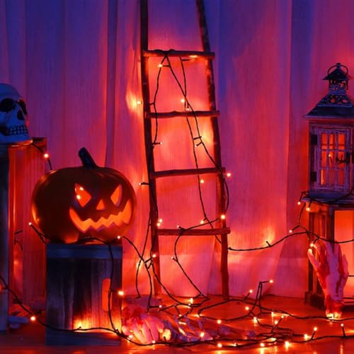 75.8FT 200 LED Extendable Orange Halloween String Lights Indoor Outdoor (82 Foot)