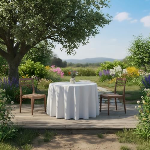120 Inch White Tablecloths for Round Tables
