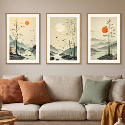Chinoiserie Bamboo Forest Framed Canvas Wall Art Set