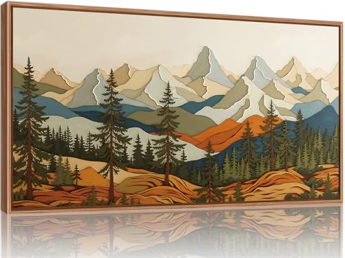 Vintage Mountains Framed Canvas Wall Art