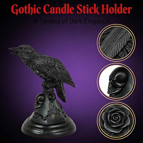 Raven Candle Holder Halloween Decoration Gothic Candlesticks Crow Candle Stick Statue