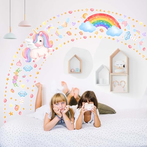 Large Unicorn and Rainbow Wall Decals Glow in The Dark