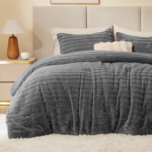 Faux Fur Queen Comforter Set
