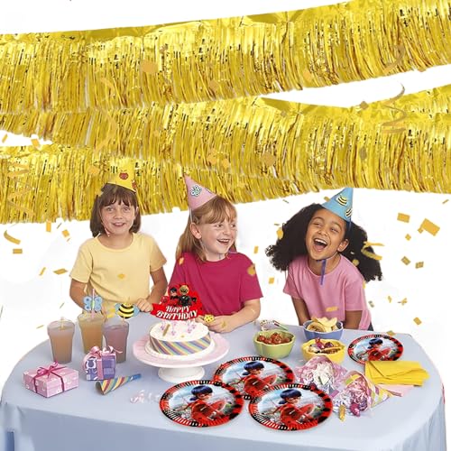 Gold Foil Fringe Garland 10FT 6packs for Parade Float Decorations (6 Count)