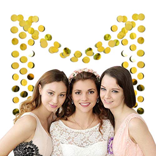 6 Pcs Glitter Gold Paper Circle Dots Garland (6 Count)