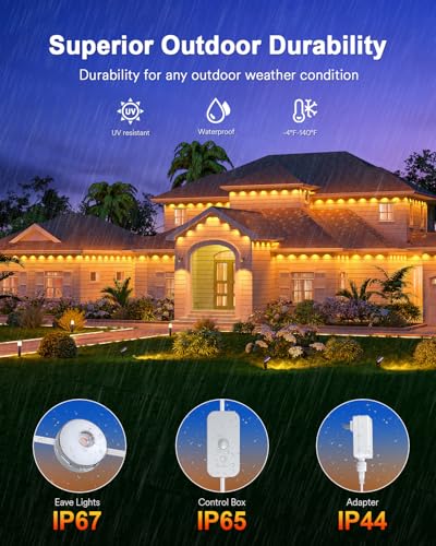 Permanent Outdoor Lights Max 53FT with 40 LED Eave Lights (53 Foot)