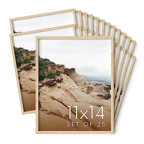 11x14 Natural Oak Wood Picture Frames Set of 25