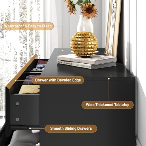 Black Malm High Gloss Dresser for Bedroom
