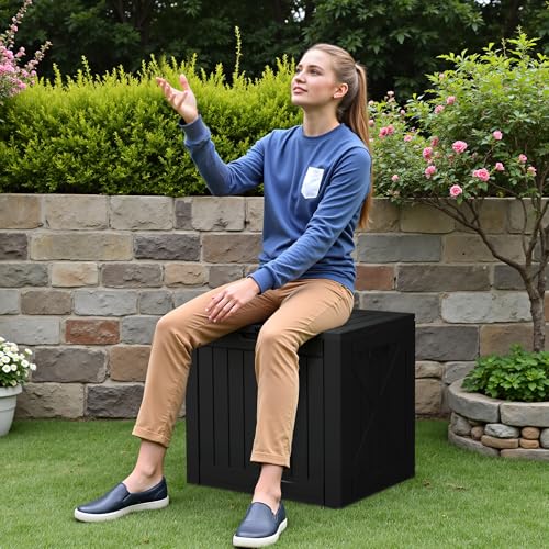40 Gallon Deck Box Lockable Outdoor Storage Box Waterproof for Patio