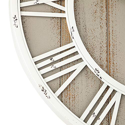 Oldtown Farmhouse Metal & Solid Wood Noiseless Wall Clock