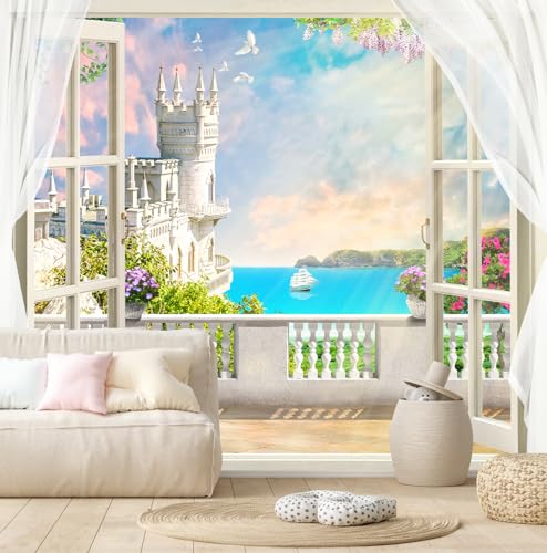 Window Seascape Wall Mural Wallpaper