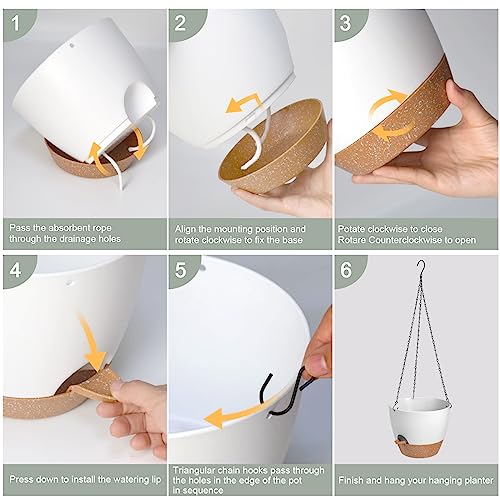 12 Inch Self Watering Hanging Planters for Indoor Outdoor Plants