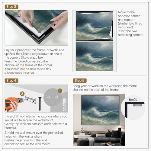 60"x72" Extra Large Framed Wall Art Dramatic Ocean Waves with Stormy Sky and Seagulls for Home Living Room Bedroom Decor
