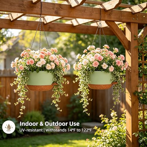 2 Pack 10 Inch Self Watering Hanging Planters for Indoor Plants