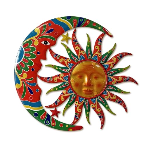 Colorful Metal Sun Moon Stars Wall Art