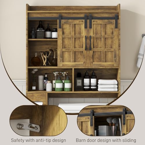 Over The Toilet Storage Cabinet with Sliding Doors