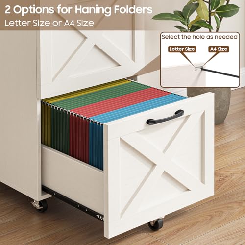 Farmhouse File Cabinet with Lock & 2 Drawers