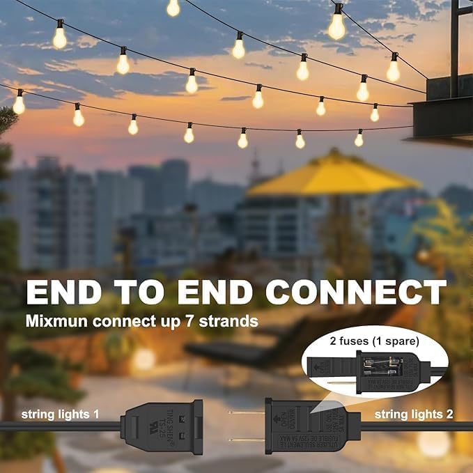 26FT Outdoor String Lights 17+2 Bulbs (26 Foot)