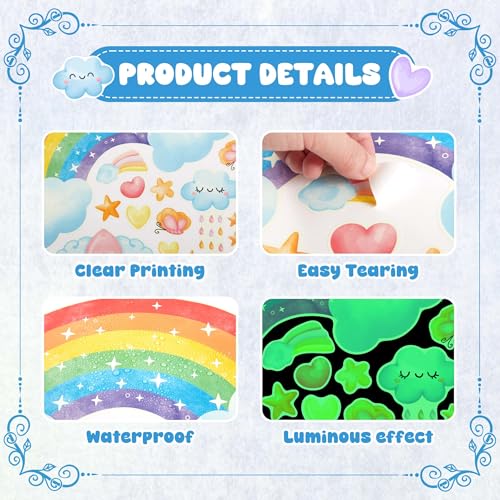 Large Unicorn and Rainbow Wall Decals Glow in The Dark