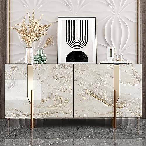 Large Size Marble Contact Paper Peel and Stick Countertops for Kitchen Waterproof Beige Gold Marble Wallpaper for Countertops Walls 32''x118'' Self Adhesive Countertop Vinyl for Bathroom Desk (26 Sq Ft)