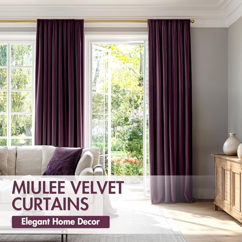 Purple Orchid Blackout Velvet Curtains Drapes 96 Inch Long 52"x96" (2 Count)