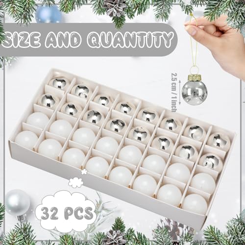 32 Pcs 1'' Mini Glass Christmas Ornament (32 Count)