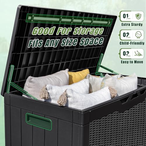 100 Gallon Resin Deck Box Large Outdoor Storage with Cushions for Patio Furniture